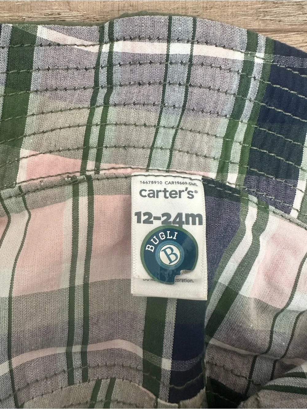 Carter's Pink and Green Plaid Bucket Hat